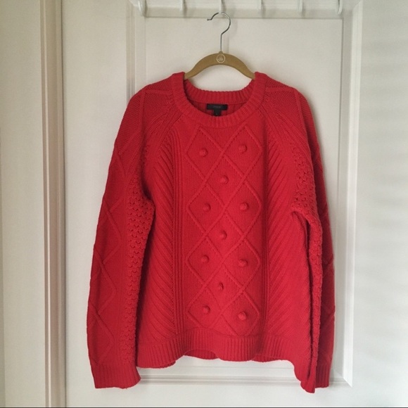 J. Crew Hawthorne Cable Knit Pom-Pom Sweater XL - Picture 8 of 9